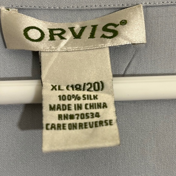 Orvis Vintage Pale Blue Silk Blouse Flutter Cap Sleeves Sz XL - Picture 4 of 5